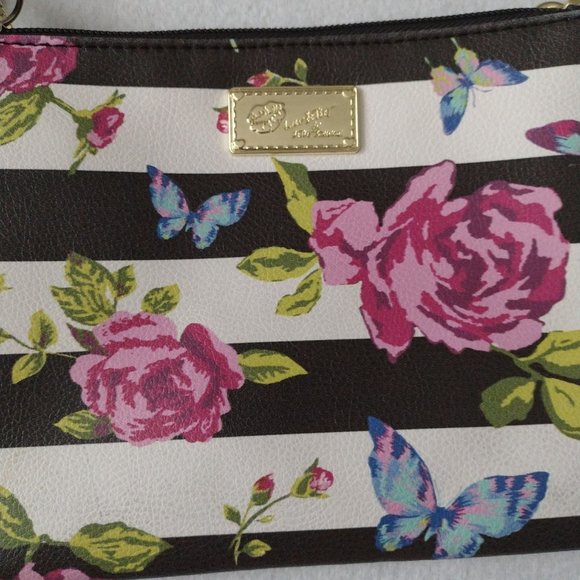 Betsey Johnson Floral Stripe Convertible Purse - Picture 4 of 7